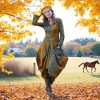 V Neck Boho Long Sleeve Asymmetric Dress With Nan